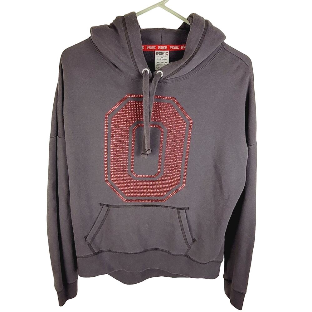 Victoria's Secret Pink womens gray sequined Ohio State University hoodie size XS